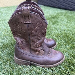 Toddler Brown Embroidered Cowboy Boots